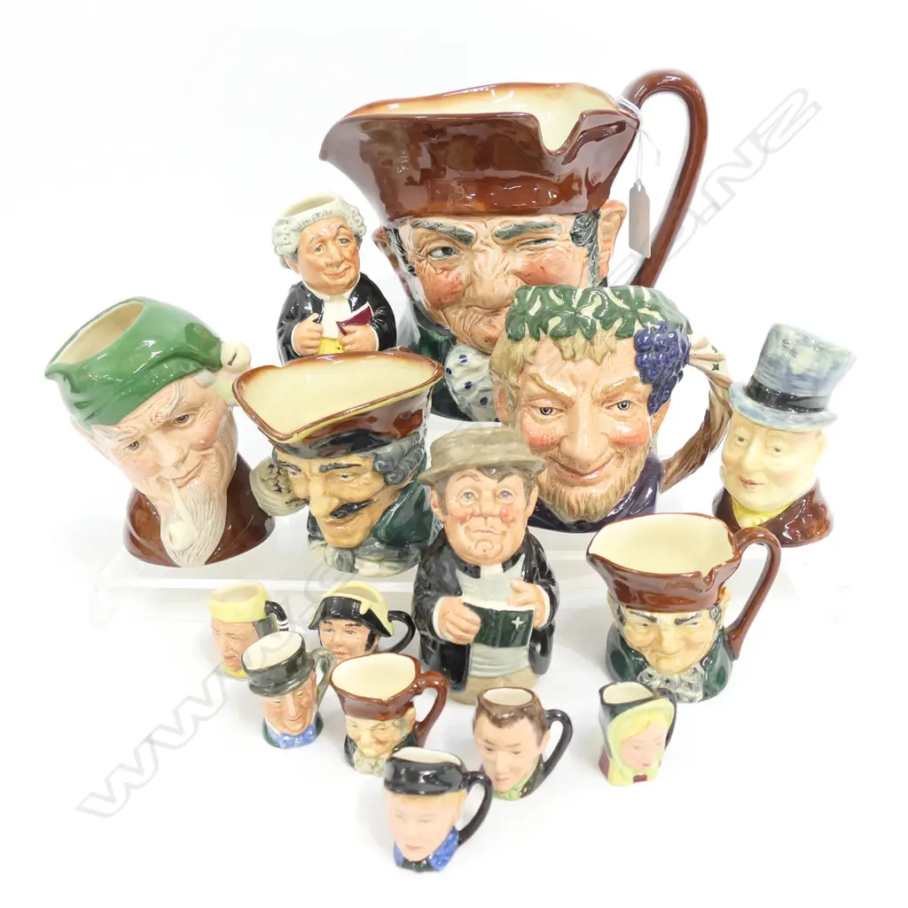 15 ASST. ROYAL DOULTON TOBY / CHARACTER JUGS H.155mm Image 1++
