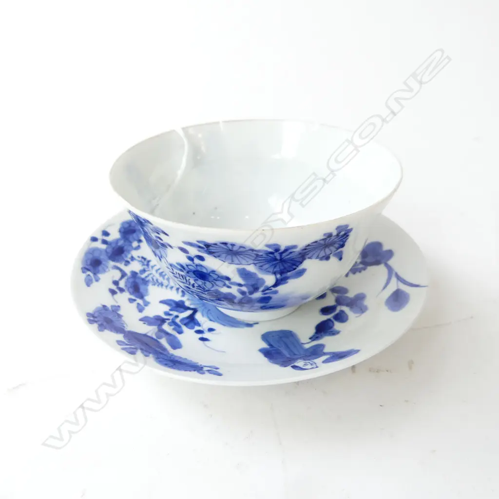 ORIENTAL PORCELAIN TEA BOWL (AF) & SAUCER 130mm dia Image 1++