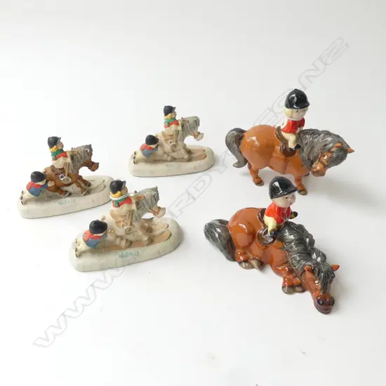 5 NORMAN THELWELL BESWICK HORSE & RIDER ORNS L130MM LONGEST