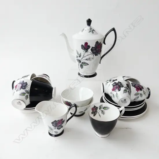 ROYAL ALBERT 'MASQUERADE' TEA SET; TEA POT w. HAIRLINE