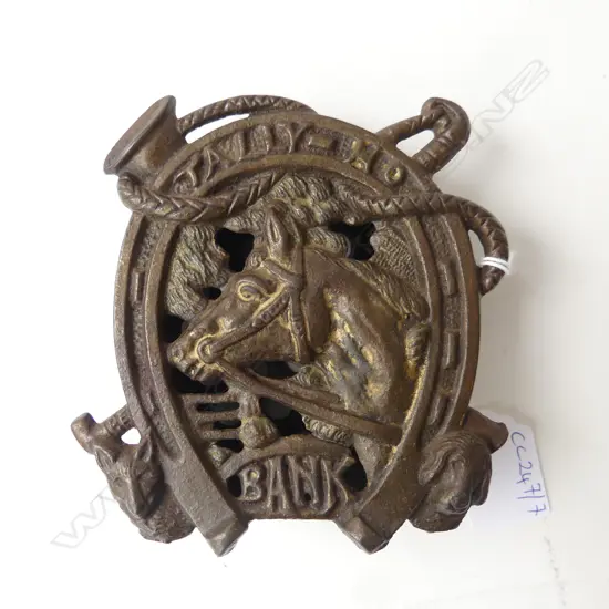 'TALLY-HO' CAST IRON MONEY BANK H.115mm