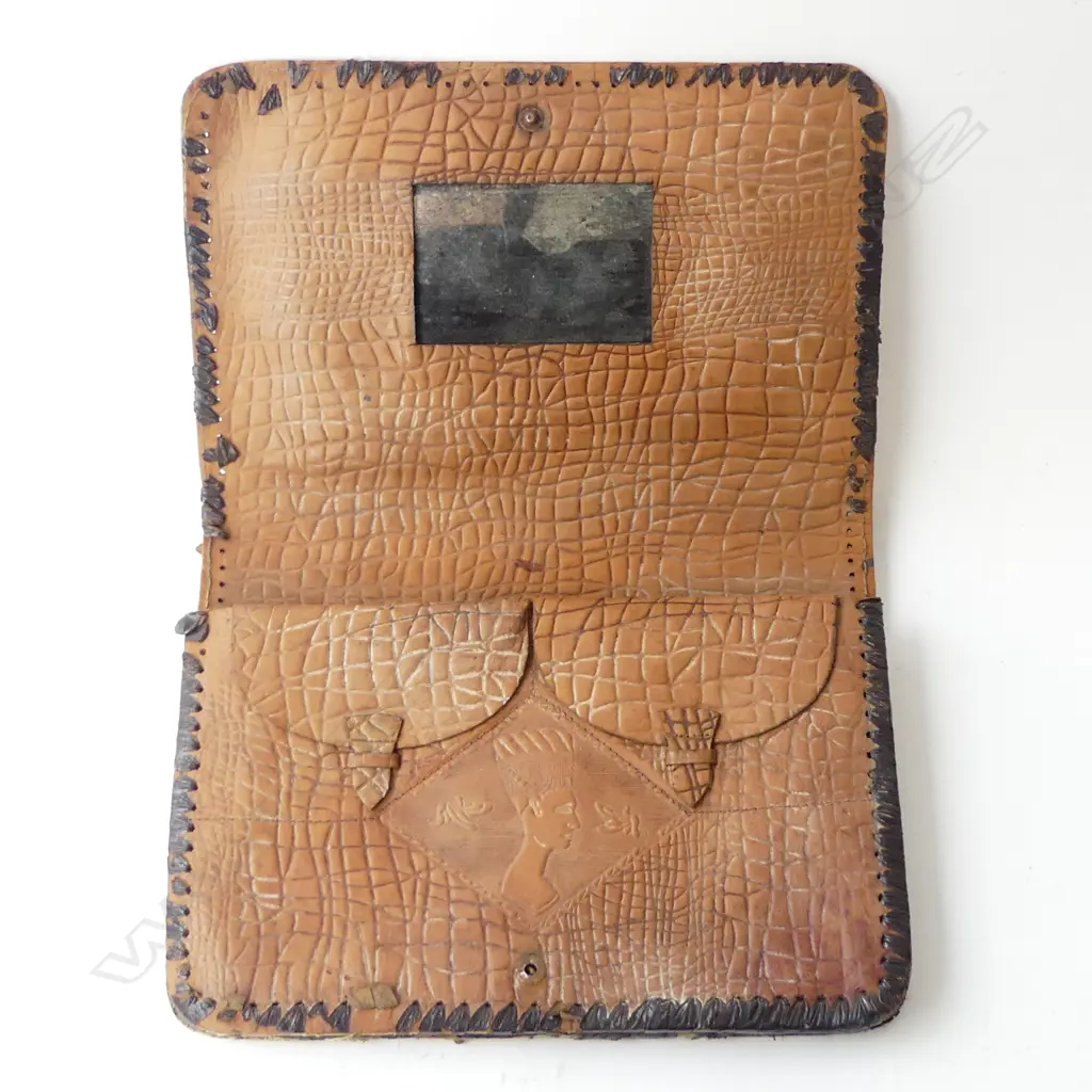 VINTAGE EGYPTIAN  LEATHER HAND BAG W.265mm AF Image 1++