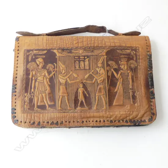 VINTAGE EGYPTIAN  LEATHER HAND BAG W.265mm AF