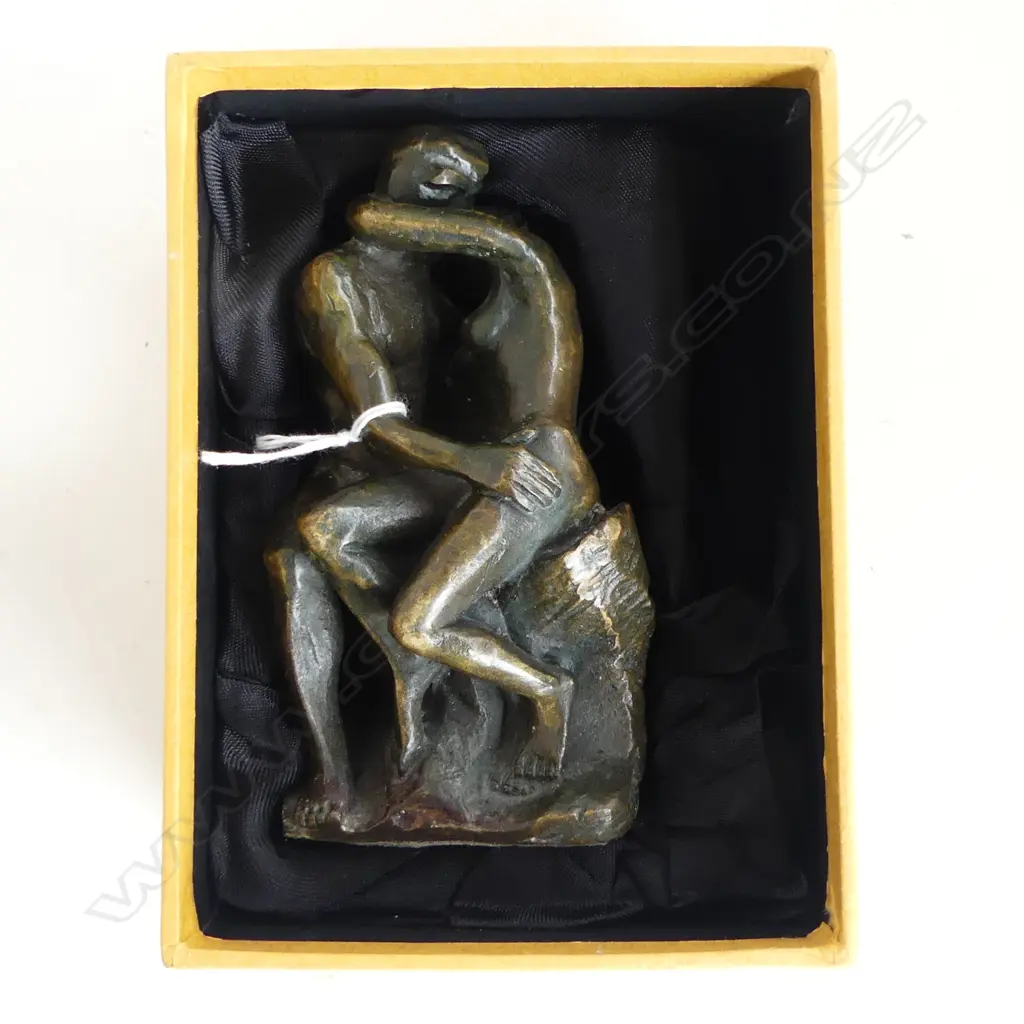 BRONZE STATUETTE 'THE EMBRACE' AFTER RODIN (stamped) H.120mm Image 1++