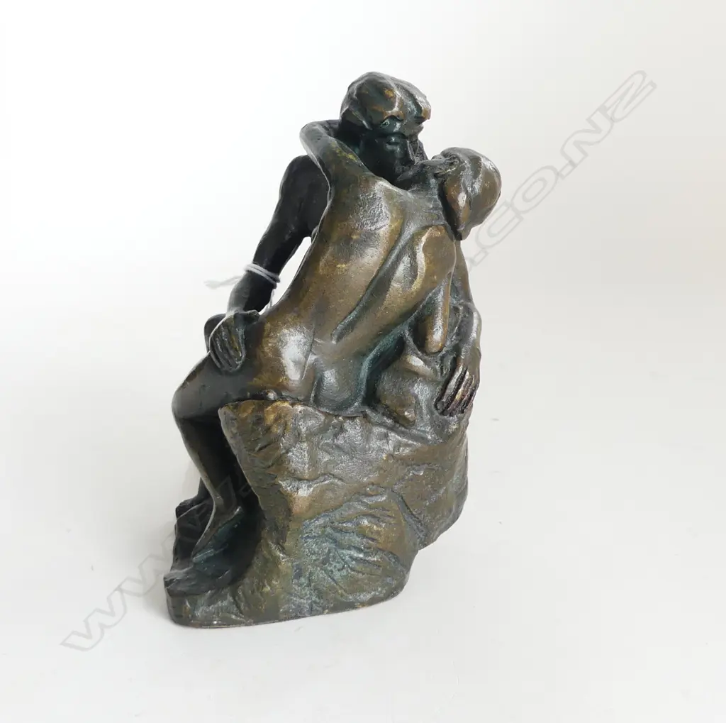 BRONZE STATUETTE 'THE EMBRACE' AFTER RODIN (stamped) H.120mm Image 1++