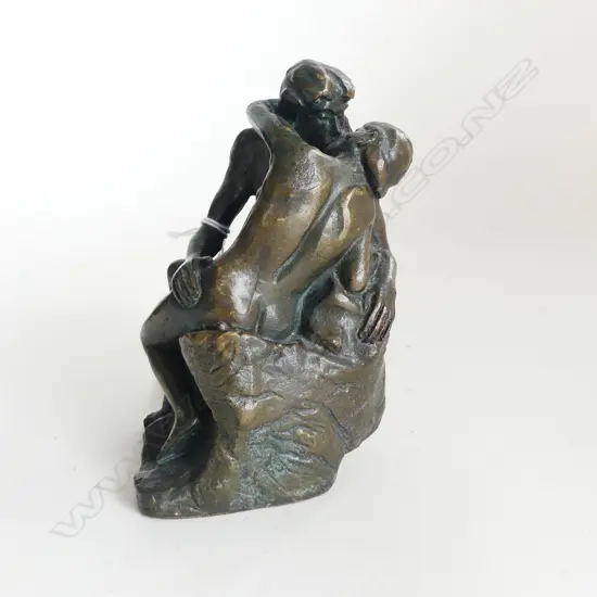 BRONZE STATUETTE 'THE EMBRACE' AFTER RODIN (stamped) H.120mm