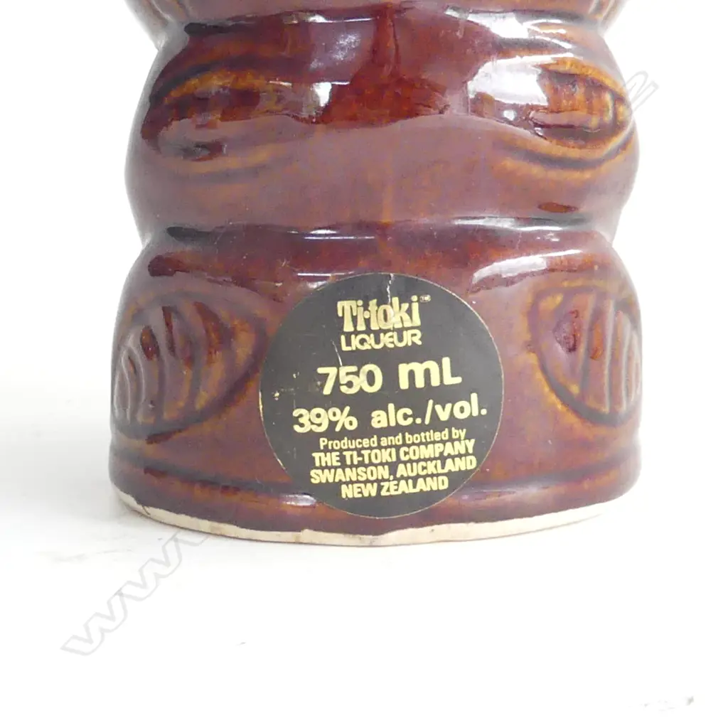 TI TOKI BOTTLE WITH ORIGINAL LABEL (TOP BROKEN OFF BUT PIECES IN A BAG) Image 1++