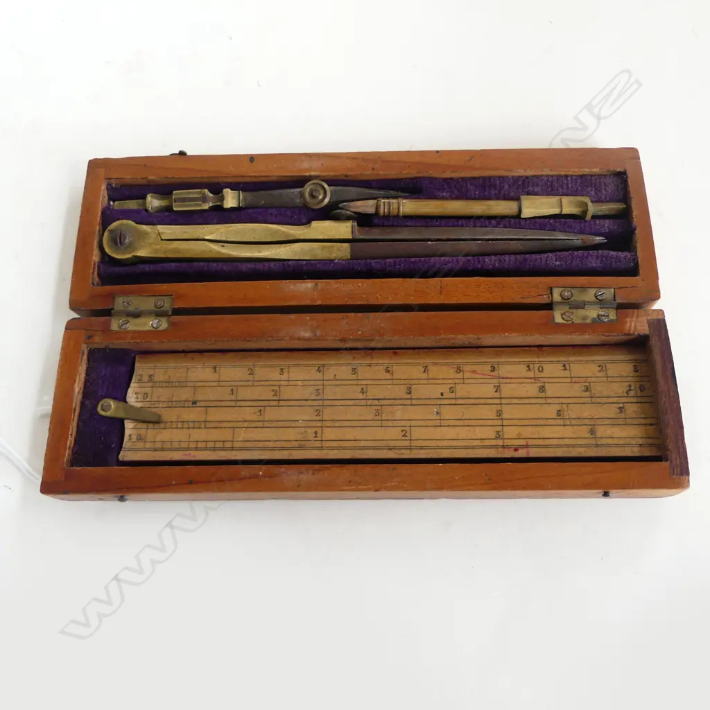 SET VINTAGE WOODEN CASED MEASUREMENT INSTRUMENTS Image 1++