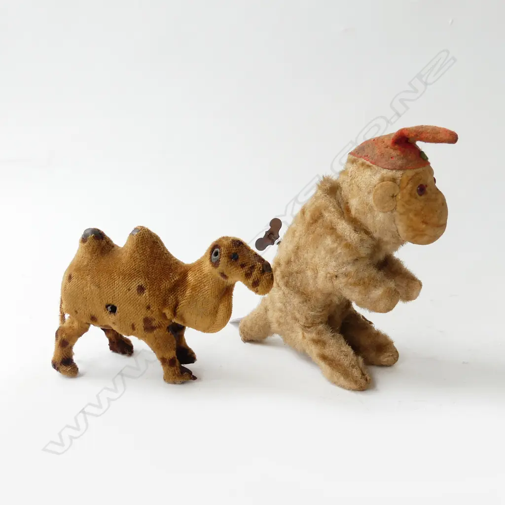 2 VINTAGE WIND UP CLOCKWORK TOYS; CAMEL & MONKEY (WORKING) H.200mm Image 1++