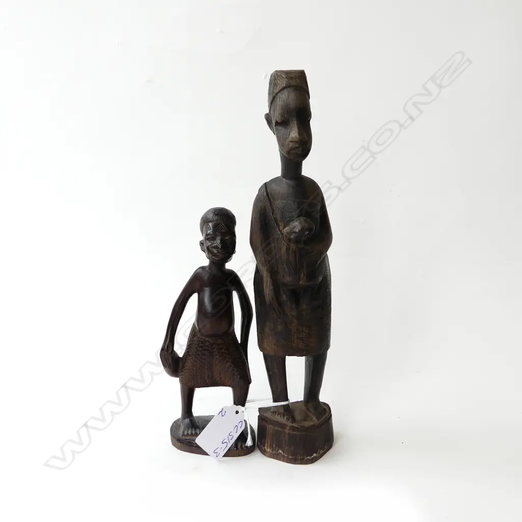 x2 Hardwood African figures Image 1++