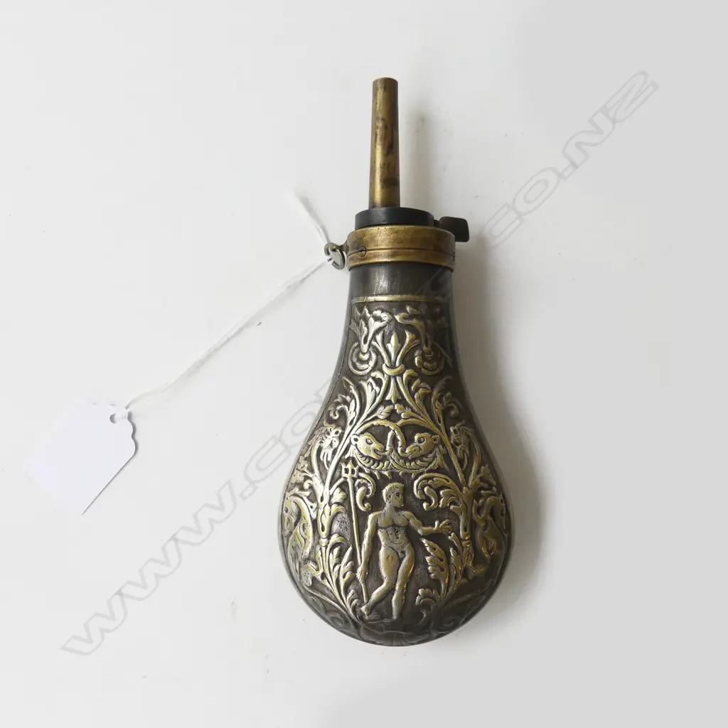 ANTIQUE POWDER FLASK L.170mm Image 1++