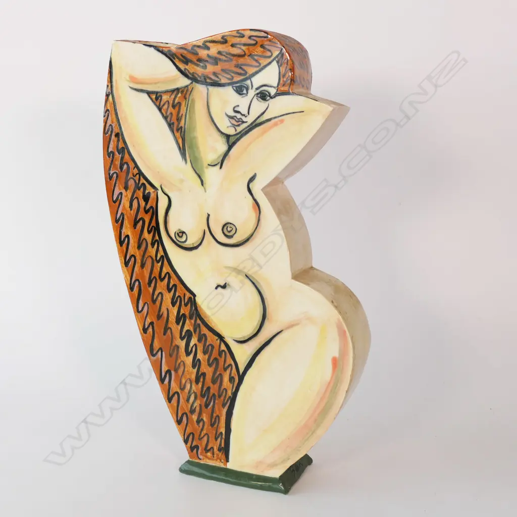 SIAN DAVIS, FEMALE NUDE STUDIO POTTERY VASE, SIGNED, H.370mm Image 1++