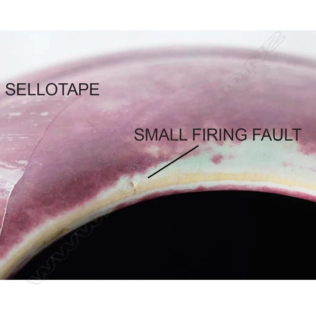 CROWN LYNN PURPLE GLAZED ORB VASE H.180mm, STAMPED '36' '39' TO BASE, TWO SMALL FIRING FAULTS Image 1++