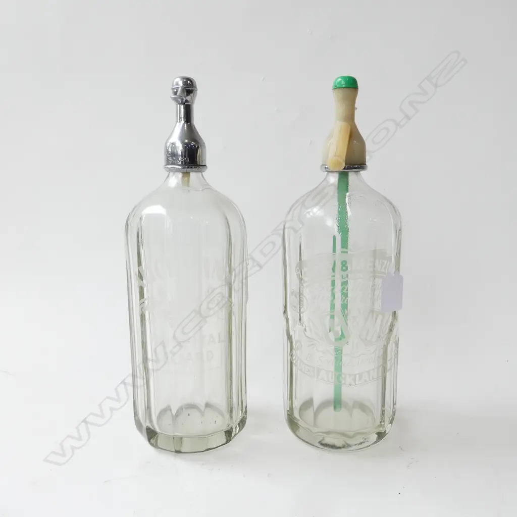 TWO VINTAGE SODA SYPHONS; GREY & MENZIES & AUCKLAND HOSPITAL BOARD, H.320mm Image 1++