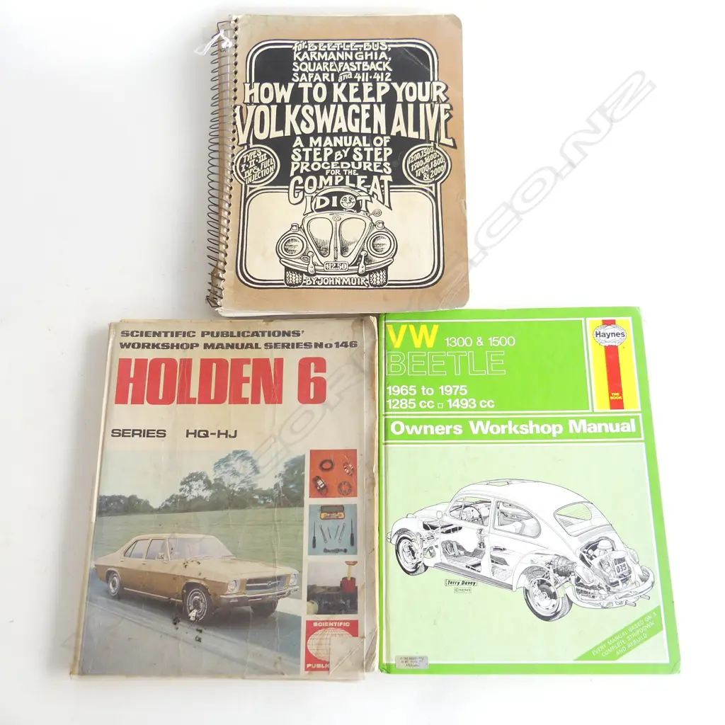 3 VINTAGE CAR WORKSHOP MANUALS; HOLDEN 6 HQ-HJ, VW BEETLE 1965-75 & 'HOW TO KEEP YOUR VOLKSWAGON ALIVE' Image 1++