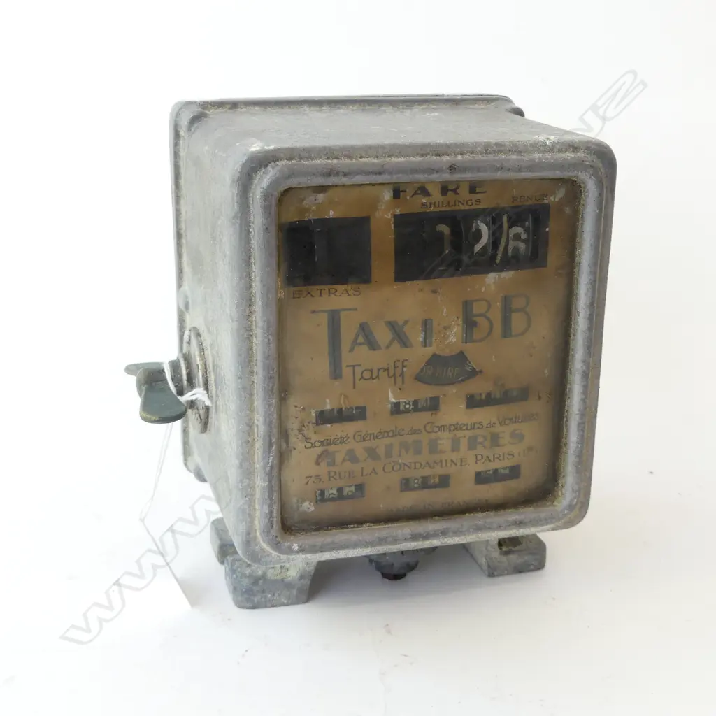 VINTAGE SHILLINGS & PENCE TAXI BB FARE TARIFE METER H170MM Image 1++