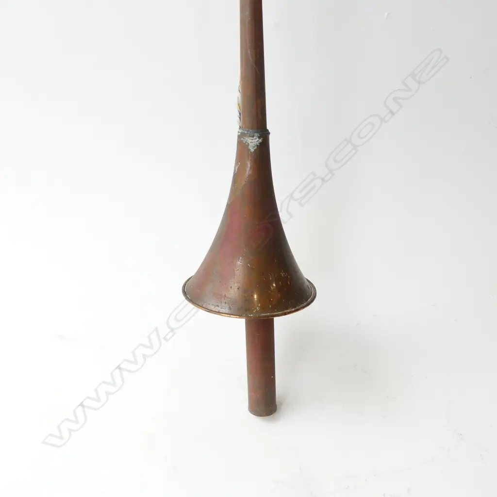 VINTAGE COPPER & BRASS HUNTING HORN L.1185mm (END OFF) Image 1++