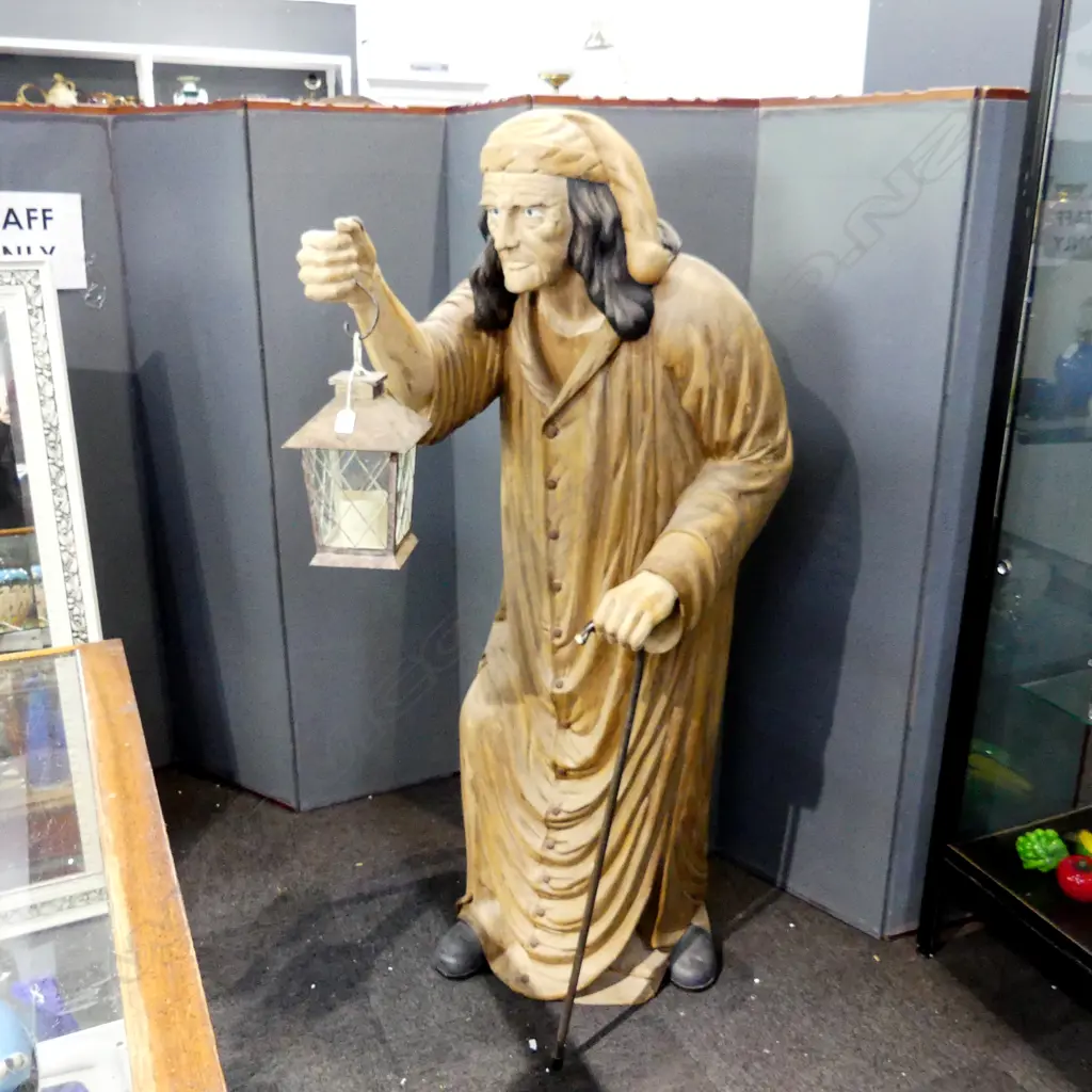 LG RESIN FIGURE IN NIGHT GOWN w. LANTERN H.1650mm Image 1++