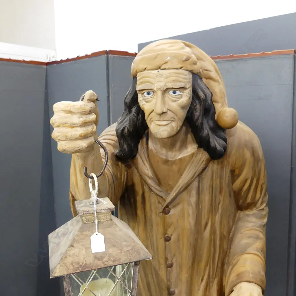 LG RESIN FIGURE IN NIGHT GOWN w. LANTERN H.1650mm Image 1++