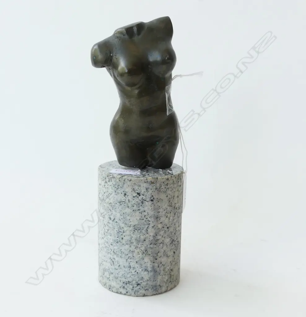 BRONZE FEMALE TORSO ON MARBLE BASE H.235mm Image 1++