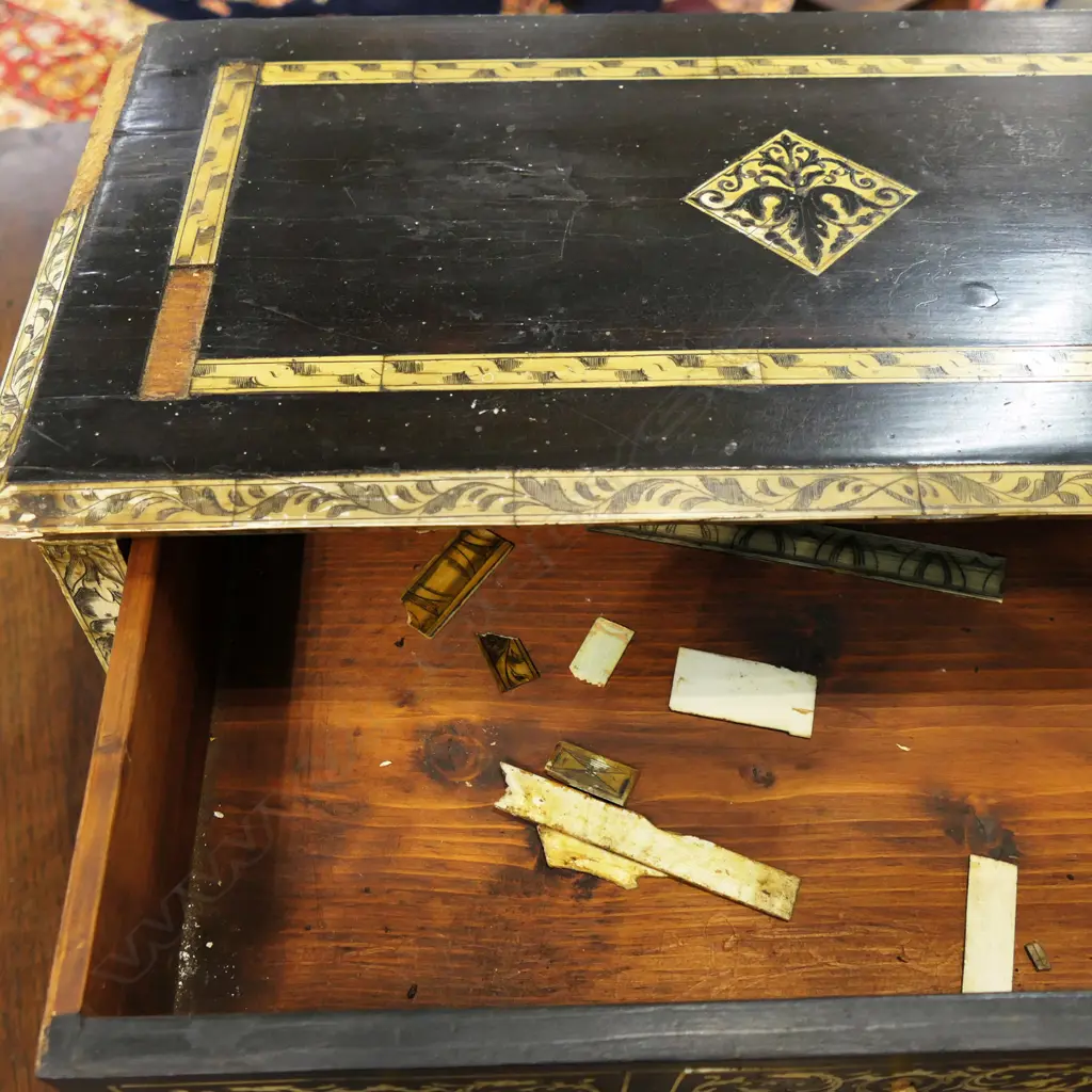 INLAID 3 DRAWER CABINET, LOSSES 445x225x330mm (some bits in drawer) Image 1++