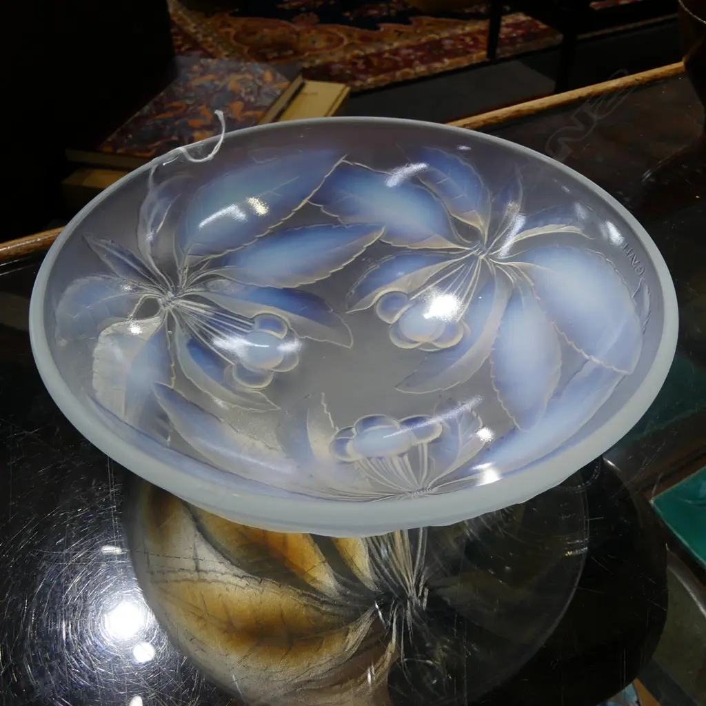 FRENCH GLASS CHERRY BOWL SIGNED G VALLON DIA230MM Image 1++