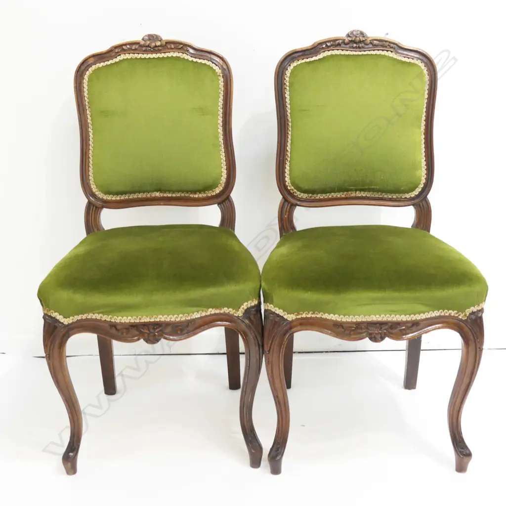 PR FRENCH STYLE CHAIRS, GREEN UPHOLSTERY Image 1++