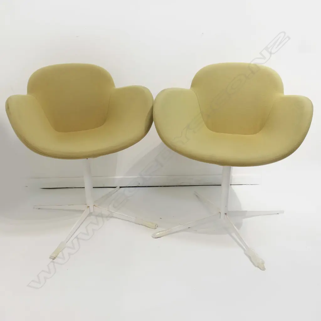 PR COCCOLA SWIVEL CHAIRS BY PARRI ITALY IN CAMEL TONE FABRIC Image 1++