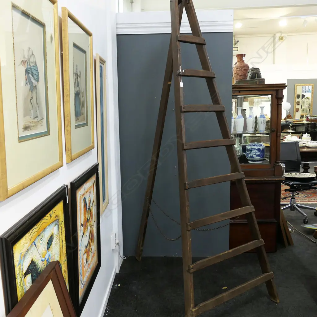 VINTAGE WOODEN LADDER H.2270mm Image 1++