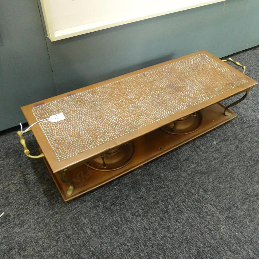 HAMMERED COPPER DOUBLE BURNER W.685mm Image 1++