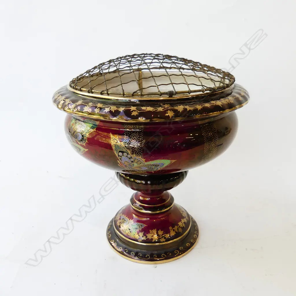 CROWN DEVON RED LUSTRE ROSE BOWL H.230mm Image 1++