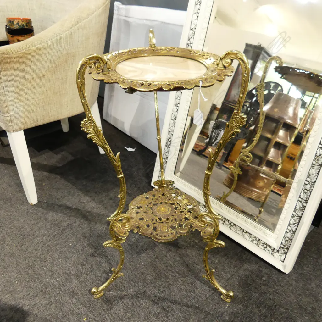 BRASS MARBLE TOP PLANT STAND H.700mm Image 1++