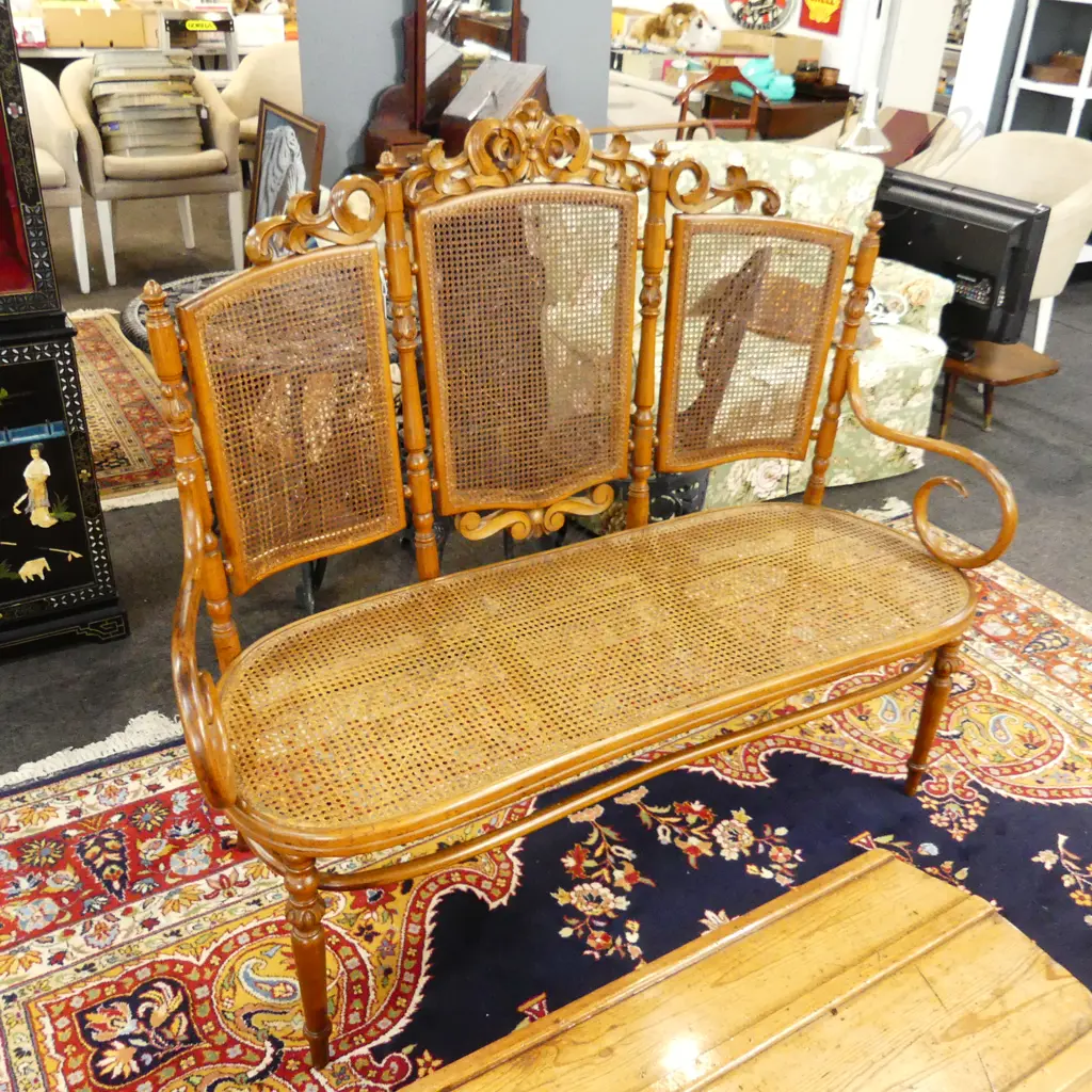 CZECH BENTWOOD & CANE 3-SEATER 1500x550x1200mm Image 1++