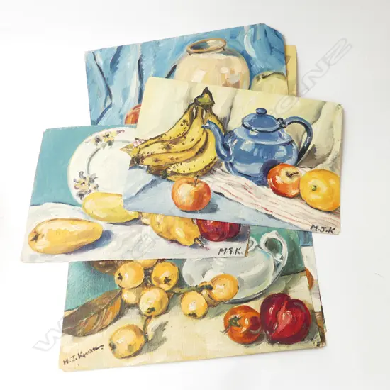 7 SIGNED UNFRAMED STILL LIFES, OIL ON CANVAS 260x375mm