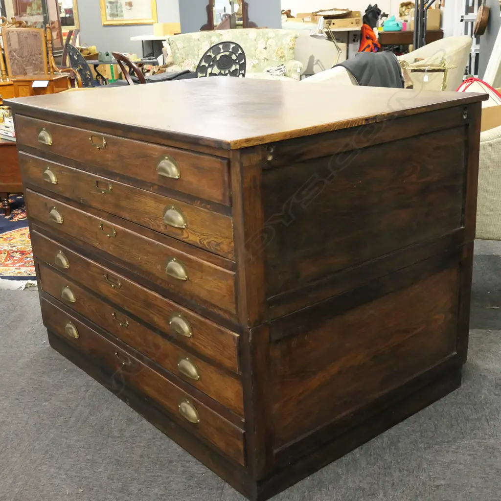 2 PART 6 DRAWER OAK PLAN DRAWERS 1190x870x870mm Image 1++