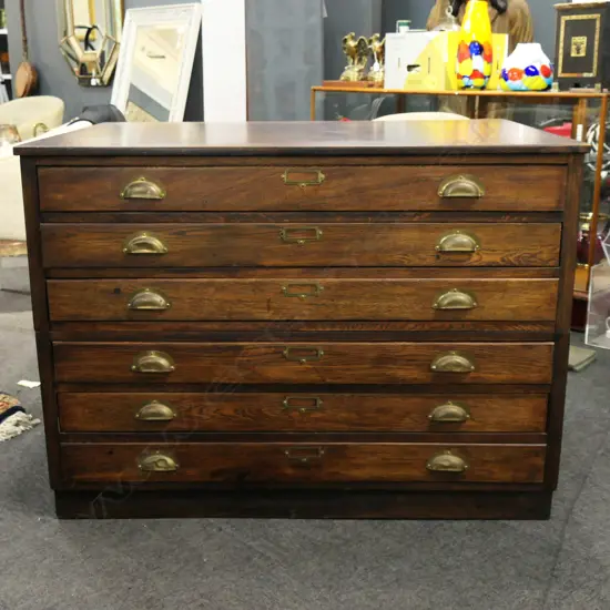 2 PART 6 DRAWER OAK PLAN DRAWERS 1190x870x870mm