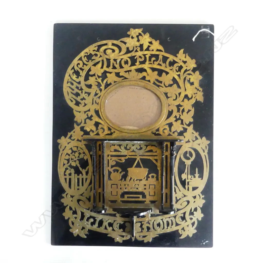 EBONIZED & BRASS PORTRAIT FRAME NO PLACE LIKE HOME H500MM W370MM Image 1++