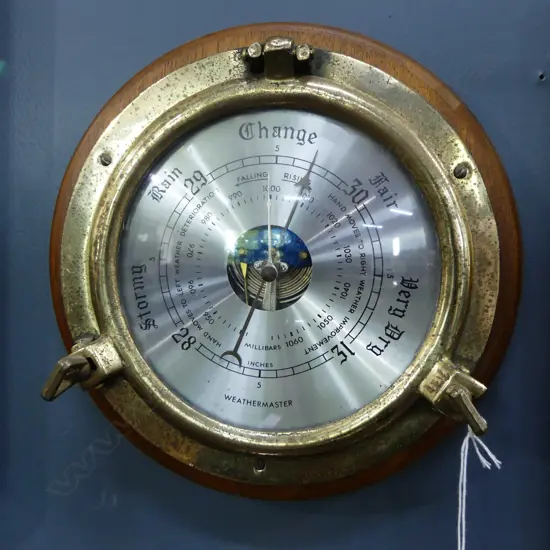 WALL BAROMETER & CLOCK 240mm dia