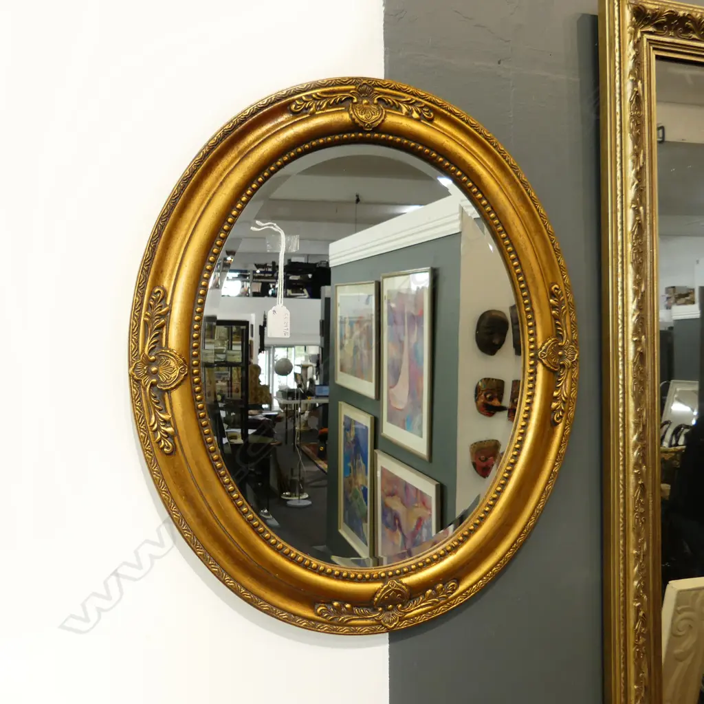 OVAL GOLD FRAMED MIRROR 640x540mm Image 1++