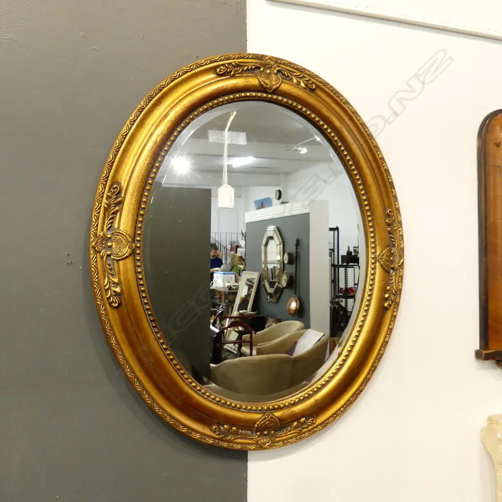 OVAL GOLD FRAMED MIRROR 640x540mm Image 1++