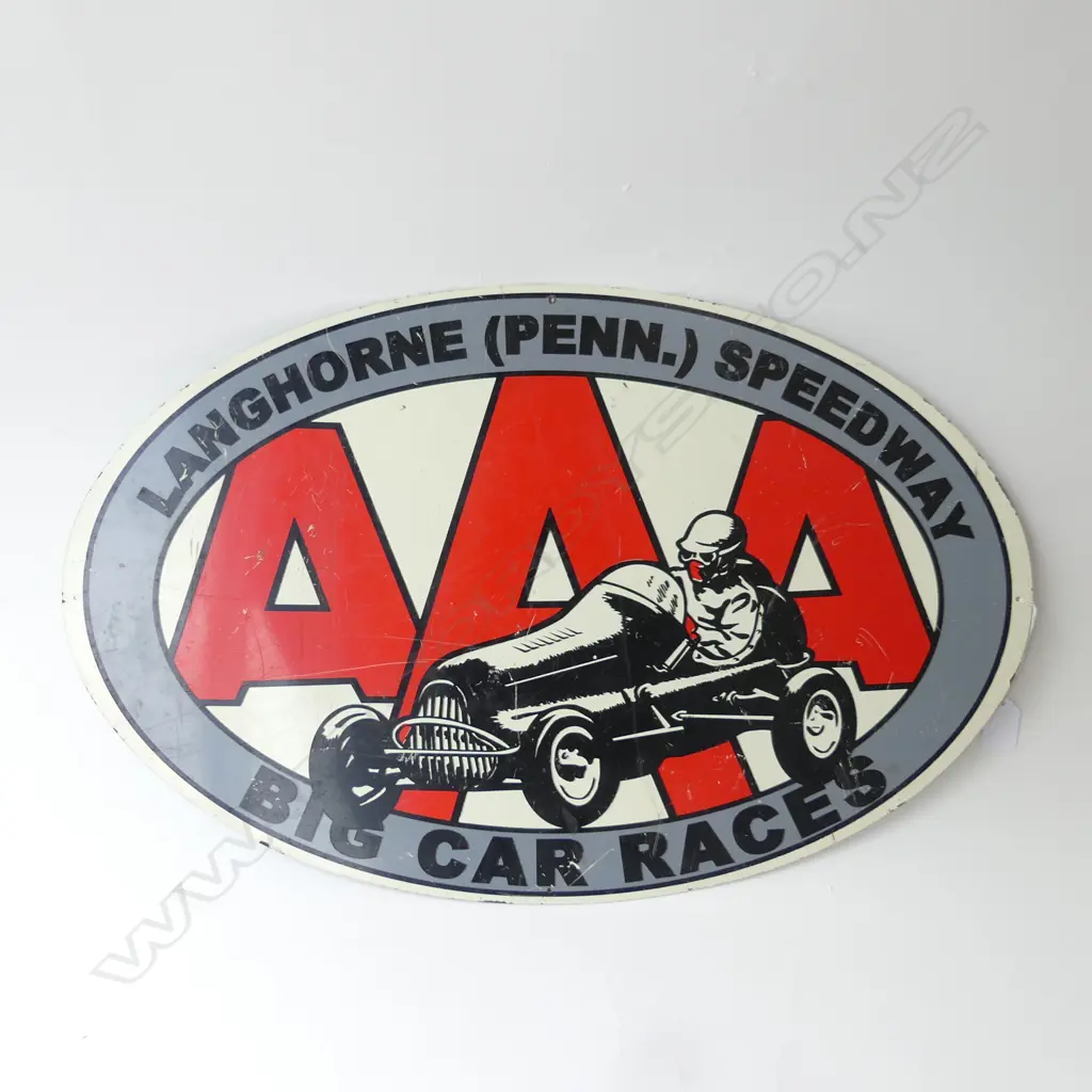 A VINTAGE USA ENAMEL LANGHORNE SPEEDWAY SIGN 400 x 630mm Image 1++