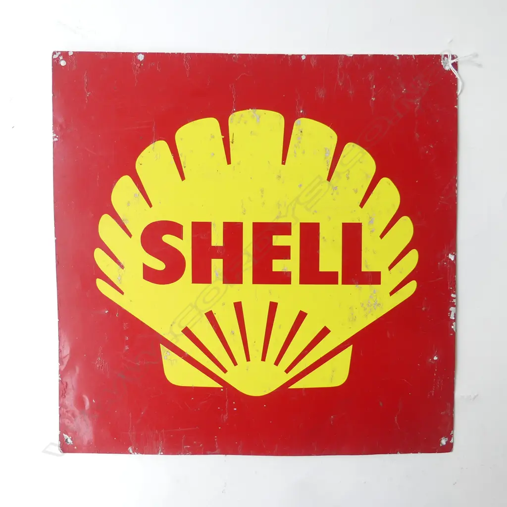 A VINTAGE ENAMEL 'SHELL' SIGN 330 x 330mm Image 1++