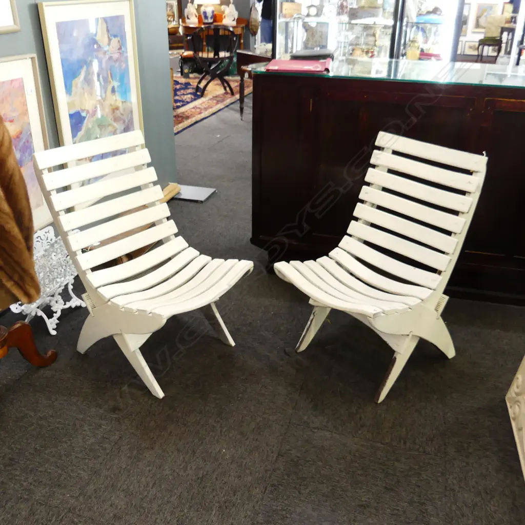 PR WHITE PAINTED WOODEN GARDEN CHAIRS Image 1++
