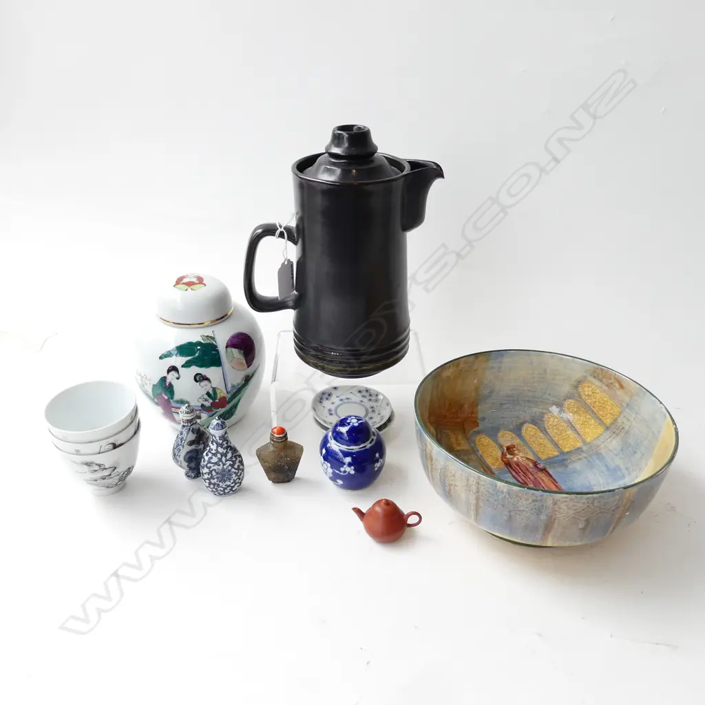 13 ASST. PCES; 3 SNUFF BOTTLES, TEAPOT, DOULTON BOWL AF ETC Image 1++