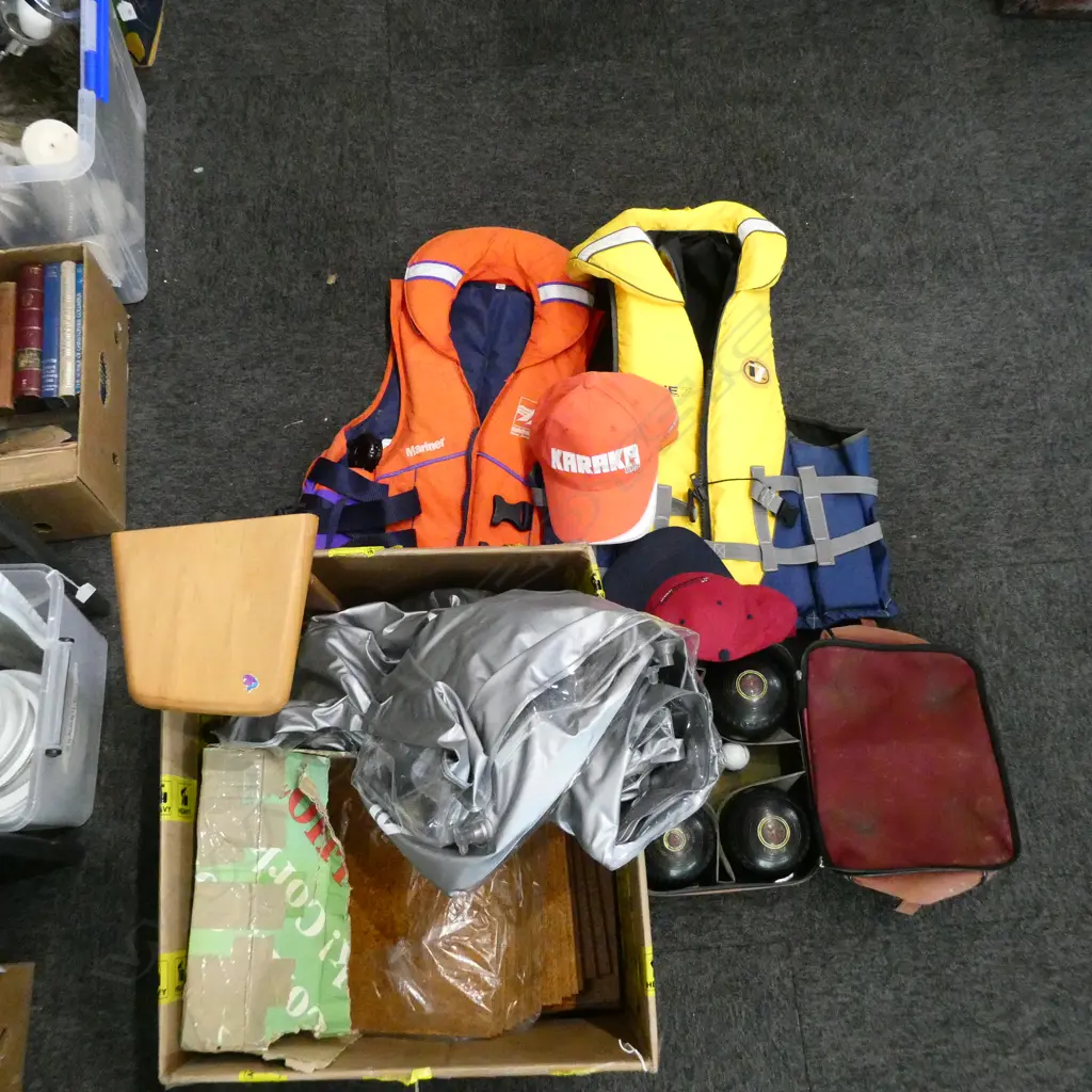 2 LIFE JACKETS, HATS, LAWN BOWLS ETC Image 1++