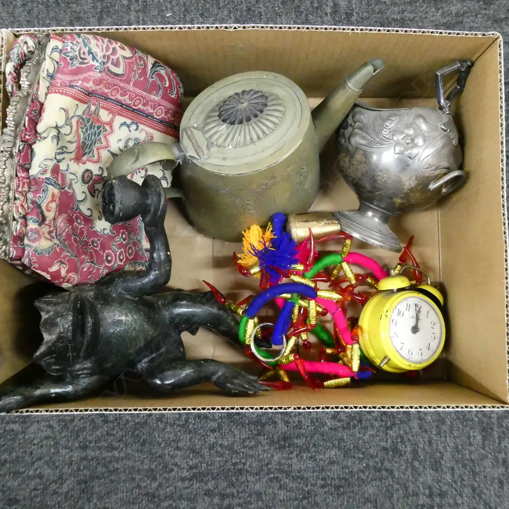 ASST ITEMS; BRONZED FROG H.290mm, EP, PURSE, BOLTS ETC Image 1++