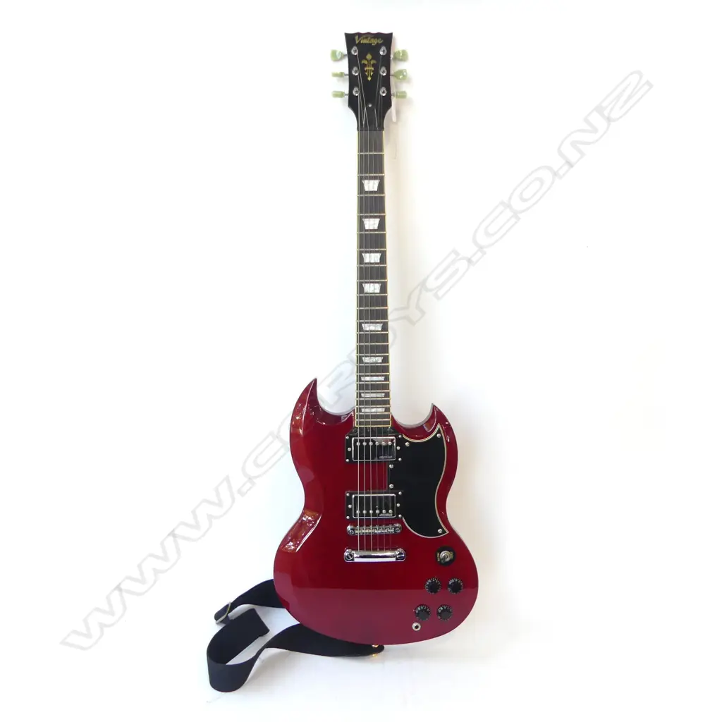 VINTAGE BRAND SG ELECTRIC GUITAR WITH WILKINSON PICKUPS AND SOFT CASE Image 1++