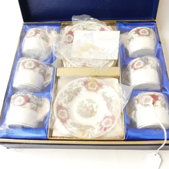 6 COALPORT COFFEE CUPS & SAUCERS, BOXED AS NEW
