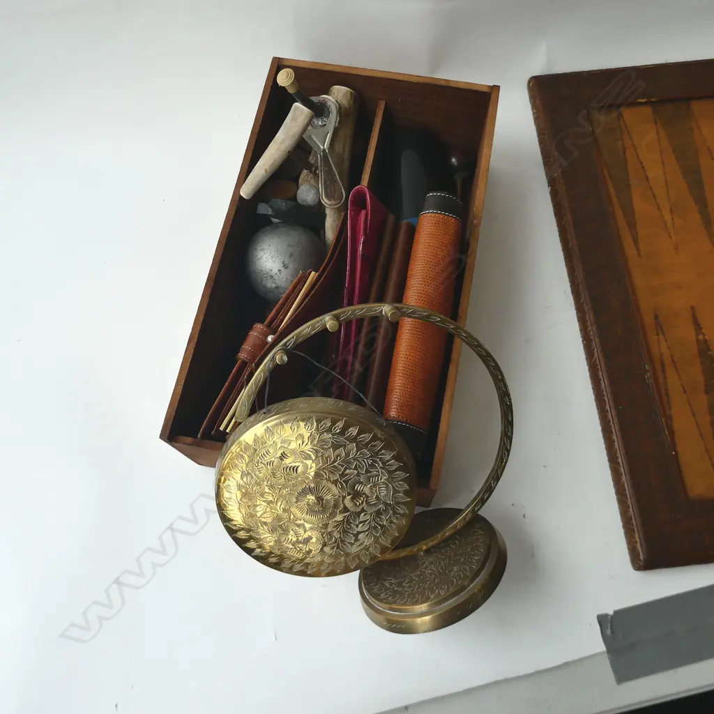 ASST. WOODEN ITEMS; BACK GAMMON BOARD, MASK, WALLETS ETC Image 1++