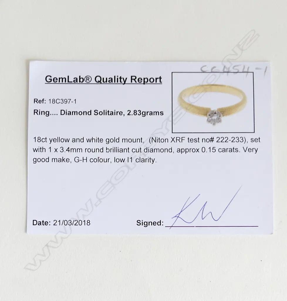 18CT GOLD AND DIAMOND SOLITAIRE (0.15ct G/h I1 Clarity) RING SIZE J Image 1++